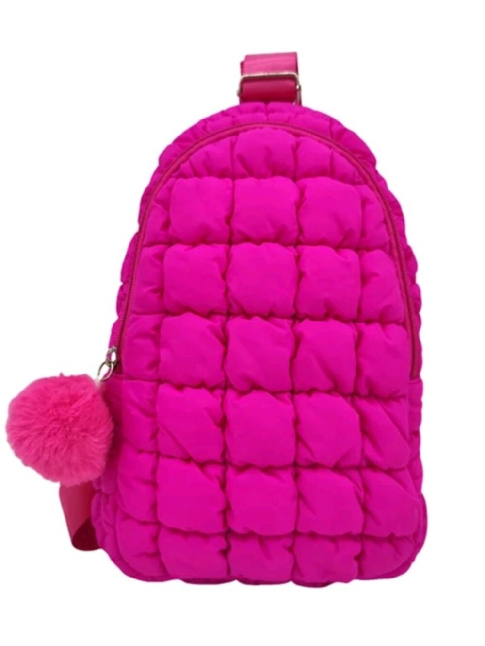 Adorable Wonder Nation Puffer Sling Bag Daisy Light Blue Hot Pink W Fun Charm - Picture 10 of 15